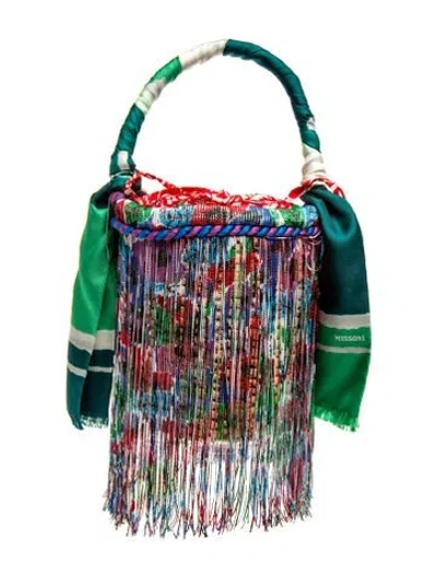 Pre-owned Missoni Raffia Top Handle Bag In Blue