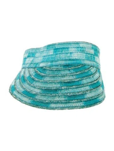 Pre-owned Missoni Raffia Visor Hat In Blue