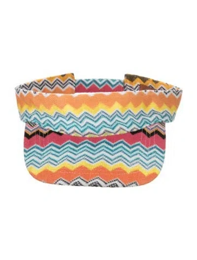Pre-owned Missoni Rainbow Printed Visor Hat W. Velcro Closure W/tags In Red