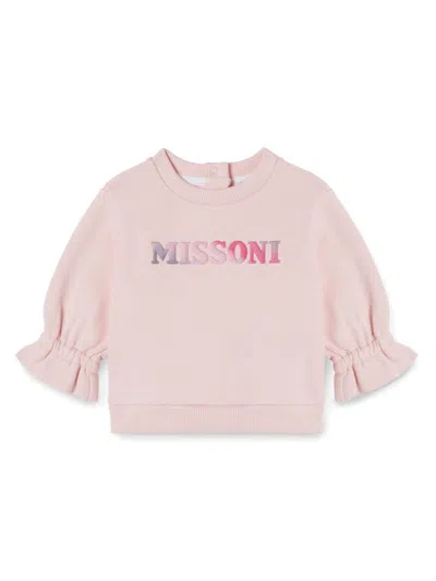 Missoni Babies' Raised-logo Cotton Sweatshirt In Pink