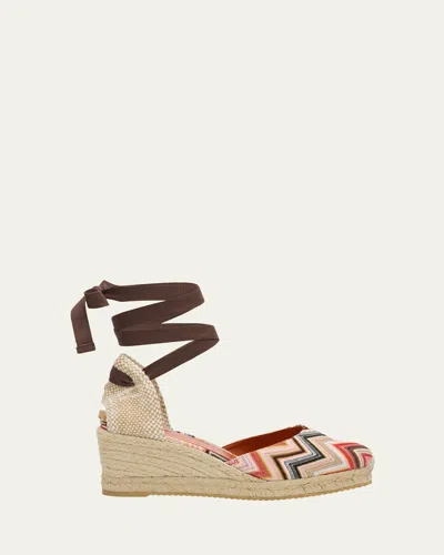 MISSONI RASCHEL ANKLE-TIE WEDGE ESPADRILLES