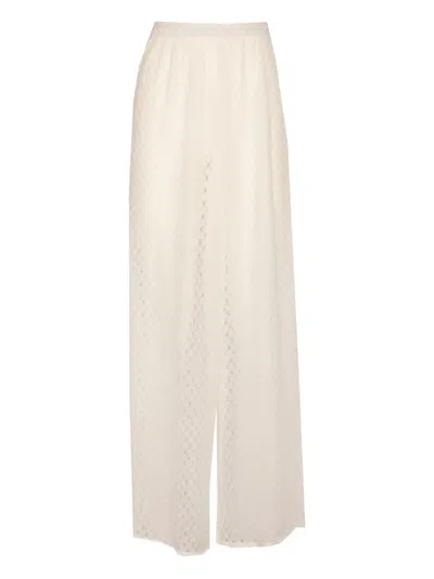 Missoni White Viscose Lame Raschel Workmanship Pants In Neutral