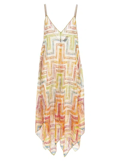 MISSONI MISSONI RASCHEL TULLE MIDI DRESS WITH SEMI-TRANSPARENT PATTERN