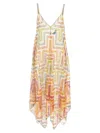 Missoni Long Cover-up Dress In Printed Tulle With Scarf Bottom In Multi