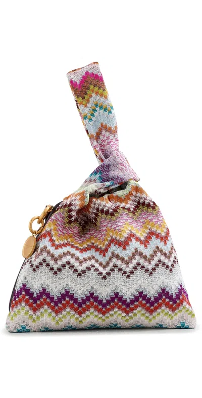 Missoni Raschel Zig Zag Knot Bag Lurex Multicolor In Purple