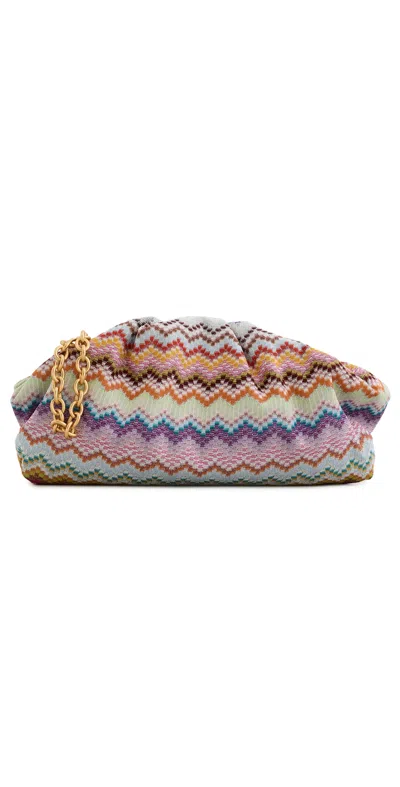 Missoni Raschel Zig Zag Large Pouch Lurex Multicolor In Blue
