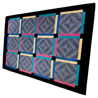 Pre-owned Missoni Rectangular Black And Colorful Wool Carpet By , Italy 1980s