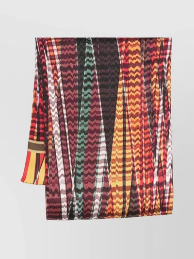 Missoni Rectangular Zigzag Pattern Lightweight Fringed Scarf In Multi