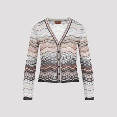 Missoni Red And Beige Buttoned Viscose Cardigan