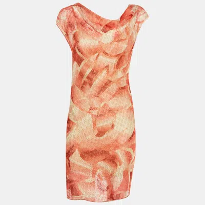 Pre-owned Missoni Red Lurex Knit Cowl Neck Short Dress M