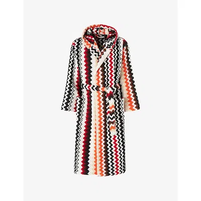 Missoni Red Multicolor Best Zigzag-pattern Cotton-terry Bathrobe