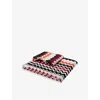 Missoni Red Multicolor Zigzag-pattern Cotton-terry Towels Set Of Two In Multi