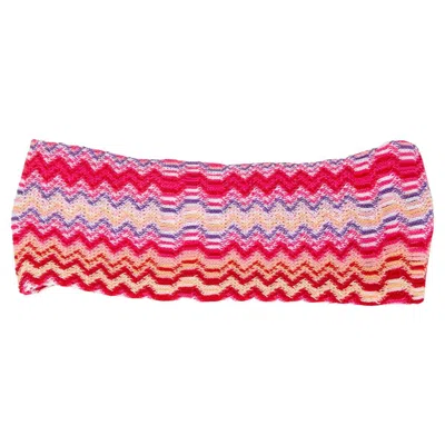 Pre-owned Missoni Red Pink Wool Lend Zig Zag Headband One Size