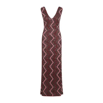 MISSONI MISSONI RED SLEEVELESS LONG DRESS