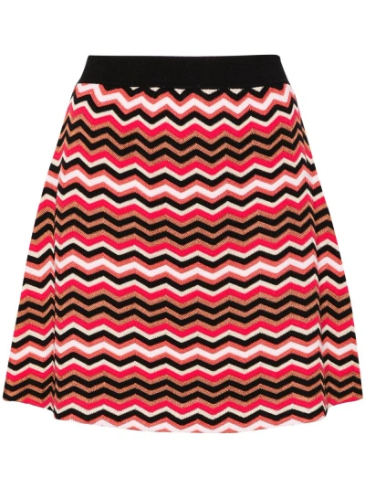 Missoni Red Zigzag A-line Mini Skirt In Pink