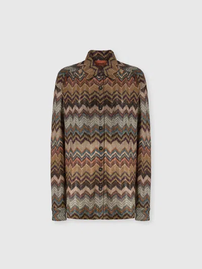 Missoni Regular-fit Shirt With Zig Zag Motif In Brown