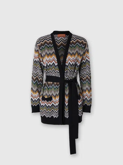 MISSONI RELAXED-FIT-CARDIGAN MIT GÜRTEL UND CHEVRONMUSTER