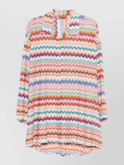 Missoni Relaxed Fit Long Sleeve Collared Top In Multi