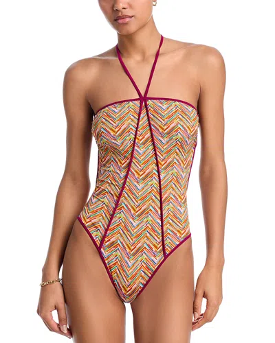 Missoni Reversible Halter One Piece Swimsuit In Multicolor