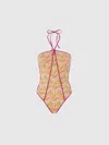 Missoni Reversible One-piece Swimsuit With Print And Contrasting Piping In Multicoloured
