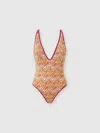 Missoni Reversible One-piece Swimsuit With Print And V-neck In Multicoloured