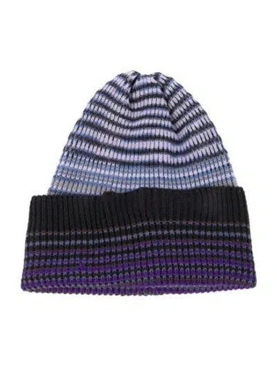 Pre-owned Missoni Rib Knit Beanie In Purple