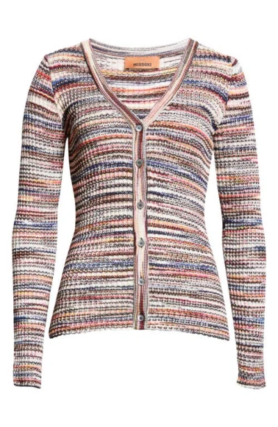 Missoni Rib Wool Blend Cardigan In Multicolour