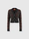 Missoni Ribbed Cropped Cardigan With Sequins And V-neck In Black Multicoloured