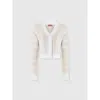 Missoni Ribbed Cropped Cardigan With Sequins And V-neck In White & Beige