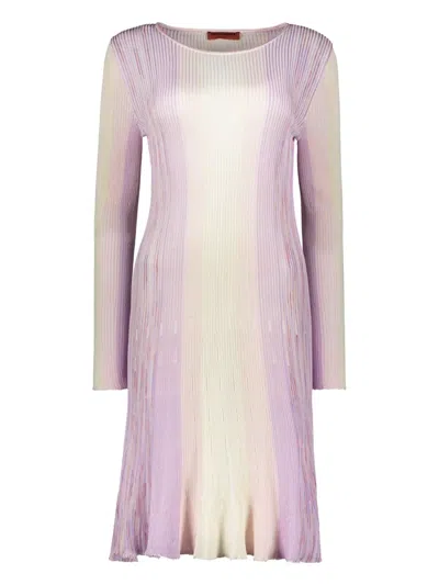 Missoni Ribbed Knit Midi Dress In Lilac
