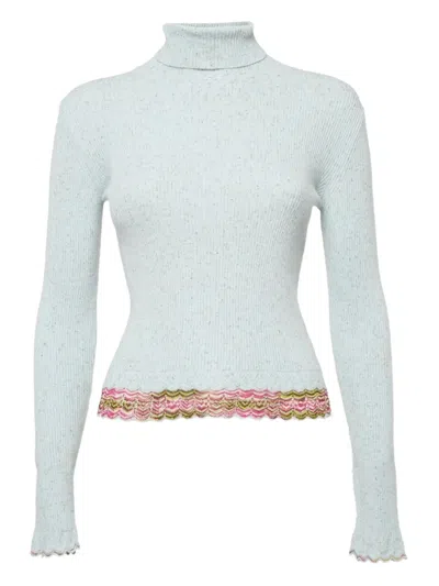 Pre-owned Missoni Ribbed-knit Jumper In Blue