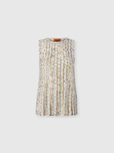 Missoni Ribbed Mixed Viscose Sleeveless Top With Sequins In Brown