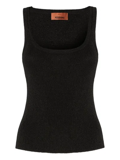 Missoni Metallic Knitted Tank In Black