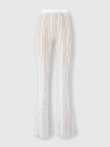Missoni Ribbed Stretch Flared Trousers With Sequins In White & Beige
