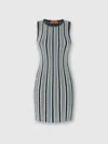 Missoni Ribbed Striped Mini-dress With Sequins In Black,light Blue