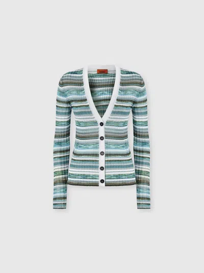 Missoni Ribbed Striped Viscose-blend Cardigan In Multi