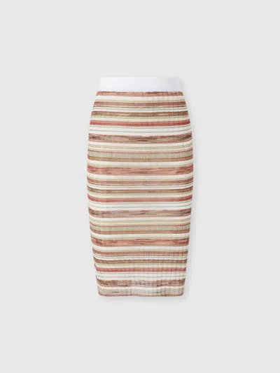 Missoni Ribbed Striped Viscose-blend Midi Skirt In Multi