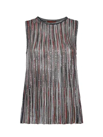 Missoni Ribbed Viscose Blend Top With Sequins In Multi