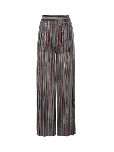 Missoni Ribbed Viscose Blend Trousers With Sequins In Multi
