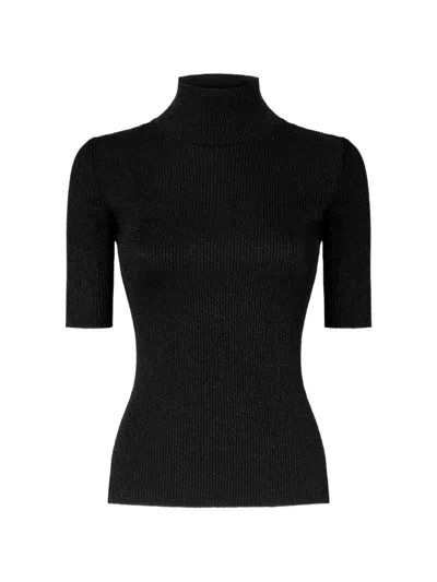 Missoni Short-sleeved Turtleneck In Glitter-effect Viscose In Black