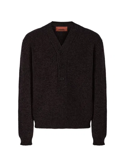 Missoni Ribbed-knit V-neck Sweater In Brown