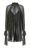 Missoni Ribbon Neck Knit Mini Dress In Black