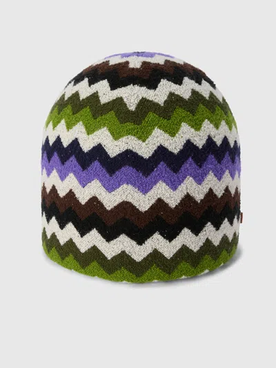 Missoni Riccio Indoor Panettone Pouf 50x50 Cm With Zig Zag Pattern In Multi