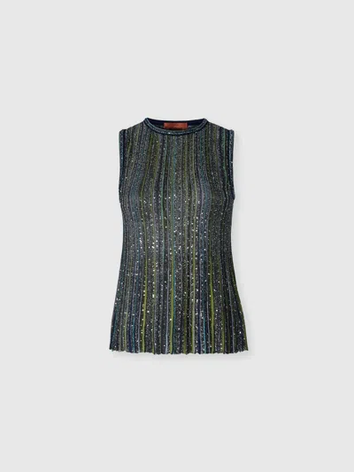 Missoni Ärmelloses Geripptes Top Mit Pailletten In Green