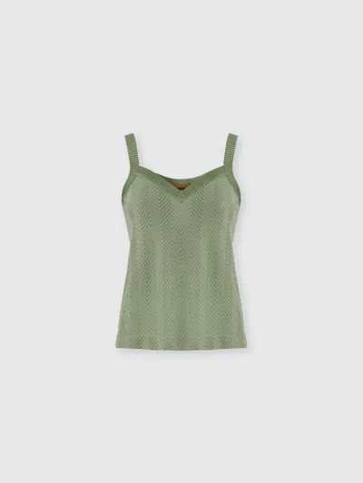 Missoni Sleeveless Zigzag Knit Top In Green