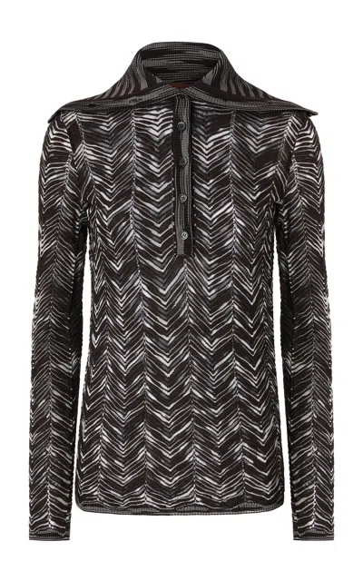 Missoni Roll-neck Chevron Stitched Sweater In Multi