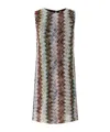 Missoni Chevron Metallic Mini Shift Dress In Gray