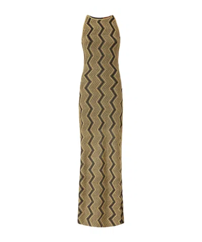 Missoni Round Neck Dress In Black,gold