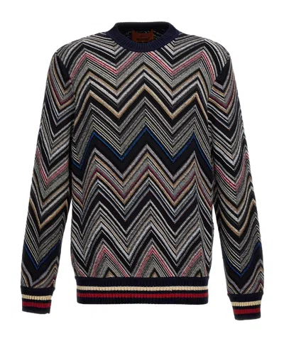 Missoni 'zig Zag' Crew Neck Sweater In Black