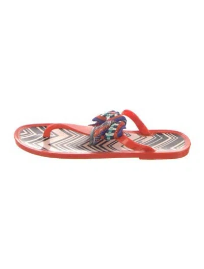 Pre-owned Missoni Rubber Bow Accents Slides In Red/white